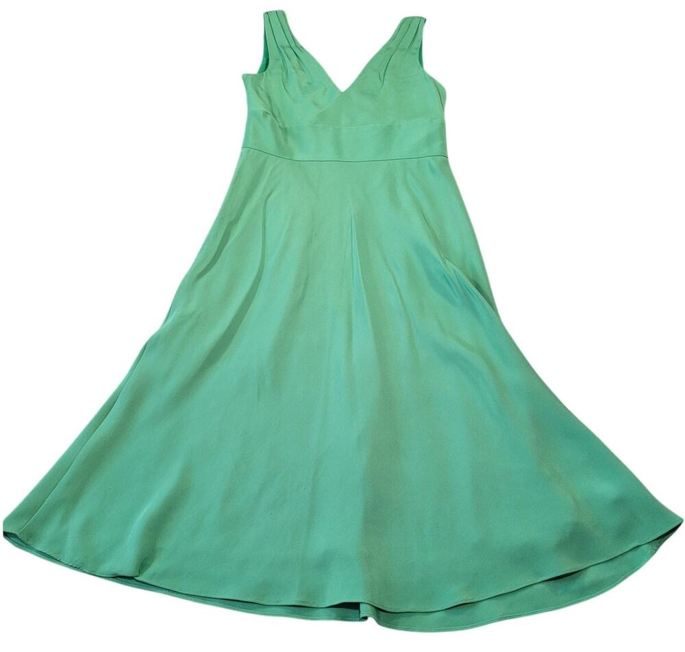 J Crew Sofia Silk Chiffon Dress Women’s Size 4P Green Minimalist 90s Y2K Spring